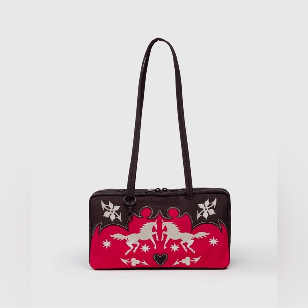 NWT BAGGU Western Appliqué Bowler Bag Red Horse